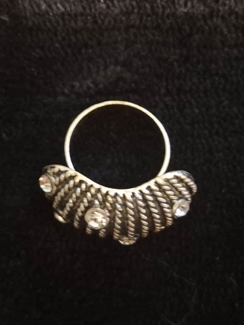 Silver Tone Rhinestone Statement Ring - Picture 2 of 6